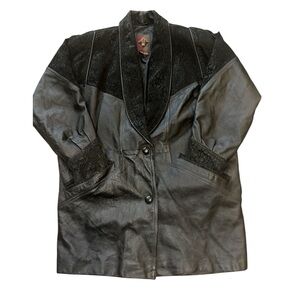 Vintage G lll Black Paisley Leather Jacket- Size Small